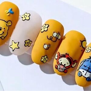 Cartoon Character Nail Art Set for Kids - Yellow and White